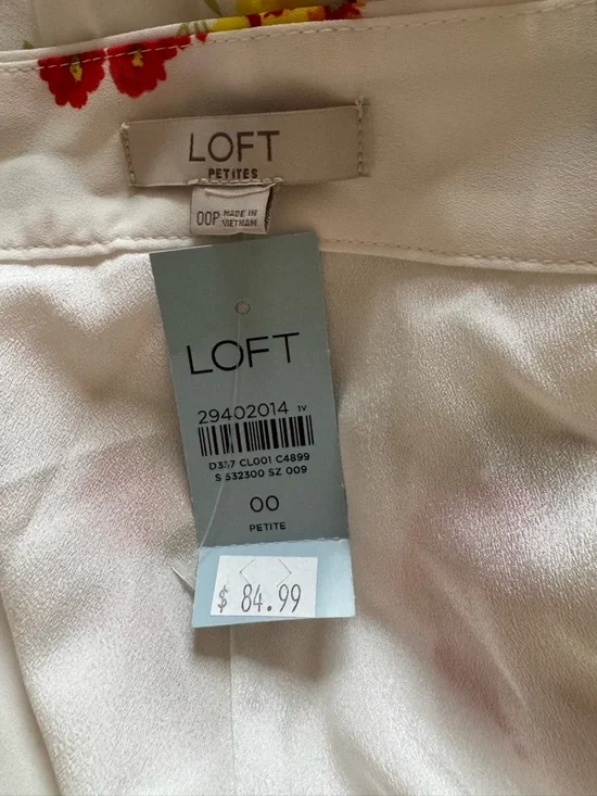 Talbots White Pleated Floral Midi Skirt - Red & Yellow Floral - Picture 4 of 4